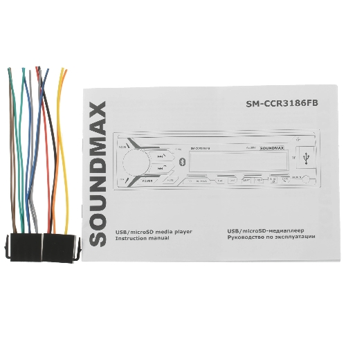 Автомагнитола Soundmax SM-CCR3186, 1 DIN, Bluetooth, USB Type-A, AUX