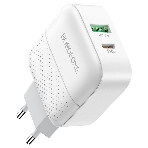 Сетевое зарядное устройство BOROFONE BA46A Premium, один порт USB, один порт Type-C, PD, 18W, 5V, 3.0A, белый