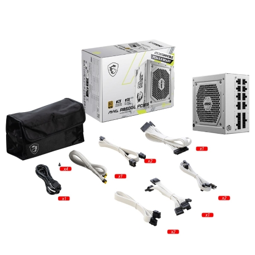 Блок питания MSI MAG A850GL PCIE5 WHITE, 850W, 80 PLUS Gold, полностью модульный, ATX 3.0, PCIE5, RTL белый