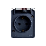 Розетка 1-м ОП AtlasDesign Profi54 16А IP54 250В с заземл. защ. шторки антрацит SchE ATN544045