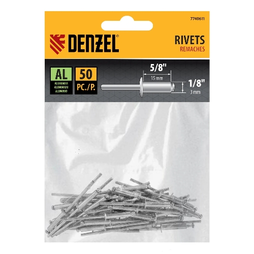 Заклепки алюминиевые Denzel, 1/8