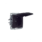 Розетка 1-местная IEK BRITE РСбш10-3-БрЧ (BR-R16-16-K02) с заземлением, с защитными шторками и крышкой, 16А, IP20, черный