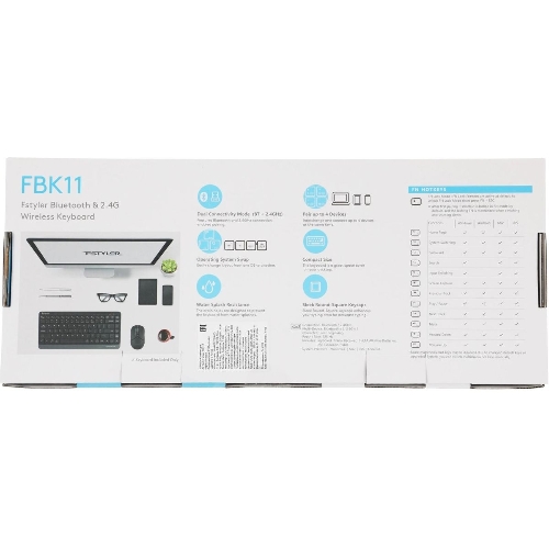 Клавиатура беспроводная A4Tech Fstyler FBK11, USB, Bluetooth/Радиоканал, черный/серый