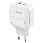 Сетевое зарядное устройство BOROFONE BA46A Premium, один порт USB, один порт Type-C, PD, 18W, 5V, 3.0A, белый