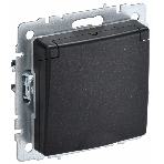 Розетка 1-местная IEK BRITE РСбш10-3-БрЧ (BR-R16-16-K02) с заземлением, с защитными шторками и крышкой, 16А, IP20, черный