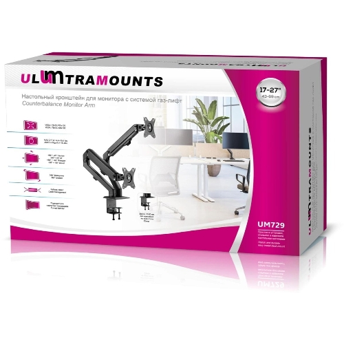 Кронштейн для мониторов Ultramounts UM729 черный 17