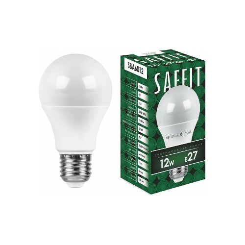 Лампа светодиодная SAFFIT SBA6012 (55007) 12Вт Е27 теплый