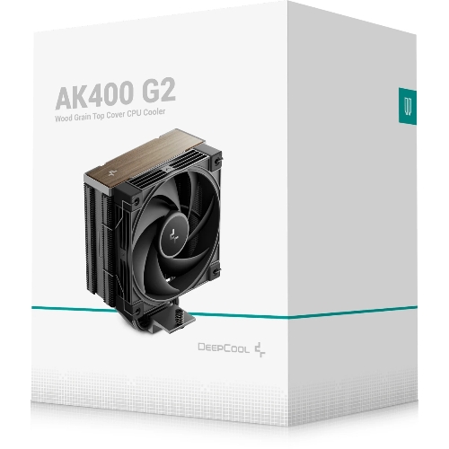Кулер для процессора DEEPCOOL AK400 G2 LGA1851/1700/1200/115X/AM5/AM4 (12шт/кор, TDP 220W, PWM, Fan 120мм, 4 тепл. Трубки, Wood-grain top cover, черный) RET (R-AK400G2-BKNNMN-GJD)