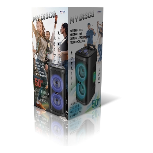 Акустическая система 2.1 Smartbuy MY DISCO, 50Вт, Bluetooth, MP3, FM, RGb подсветка Диско, микрофон
