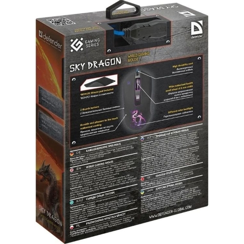 Мышь проводная Defender Sky Dragon GM-090L черный, 3200 dpi, USB, кнопки - 6