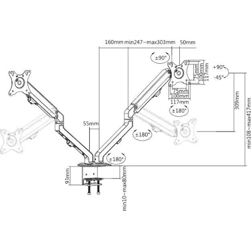 Кронштейн для мониторов Ultramounts UM729 черный 17