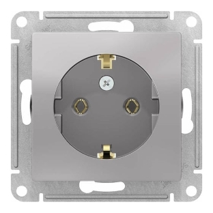 Механизм розетки 1-м СП AtlasDesign с заземл. 16А алюм. SchE ATN000343