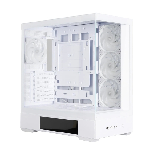 Компьютерный корпус ZALMAN P40 DS, ATX, белый, WINDOW, 9.1-inch LCD screen, 2xCombo(2.5” or 3.5”), 1x2.5”, 1xUSB TYPE-C, 2xUSB 3.0, SIDE 3x120мм ARGb, REAR 1x120мм ARGb
