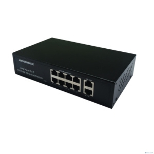 Коммутатор неуправляемый NEOMAX NMS-110PoE-100-S, 10 портов 100 Mbps, 8xPoE, металл