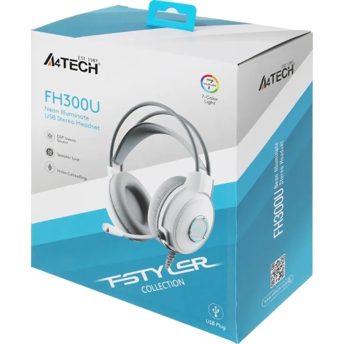 Гарнитура A4Tech Fstyler FH300U белый, проводная, подсветка