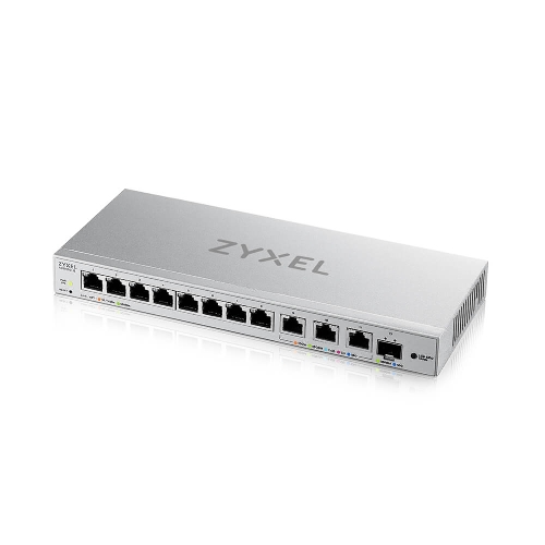 Коммутатор мультигигабитный Smart L2 коммутатор Zyxel XGS1250-12, 8xGE, 3x1/2,5/5/10G, 1xSFP+, кнопка LED ECO Mode, настольный