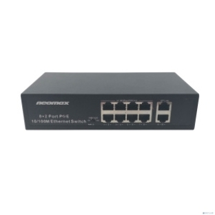 Коммутатор неуправляемый NEOMAX NMS-110PoE-100-S, 10 портов 100 Mbps, 8xPoE, металл