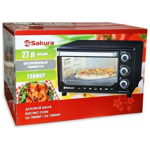 Мини-печь Sakura SA-7000WP 27л, духовка 1500Вт, механ.управление, белый