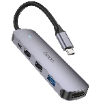 USB-концентратор Hoco HB27, USB Type-C, HDMI/PD/USB 3.0/USB 2.0, USB Type-C