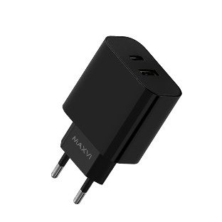 Сетевое зарядное устройство Maxvi CHL-602PD 30W, 6A, QC 3.0, 1xUSB-A, 1xUSB-C, черный