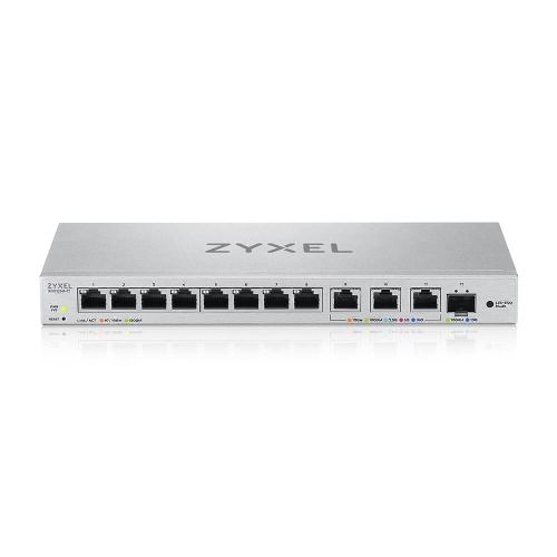Коммутатор мультигигабитный Smart L2 коммутатор Zyxel XGS1250-12, 8xGE, 3x1/2,5/5/10G, 1xSFP+, кнопка LED ECO Mode, настольный