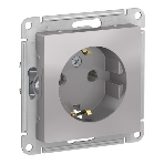 Механизм розетки 1-м СП AtlasDesign с заземл. 16А алюм. SchE ATN000343