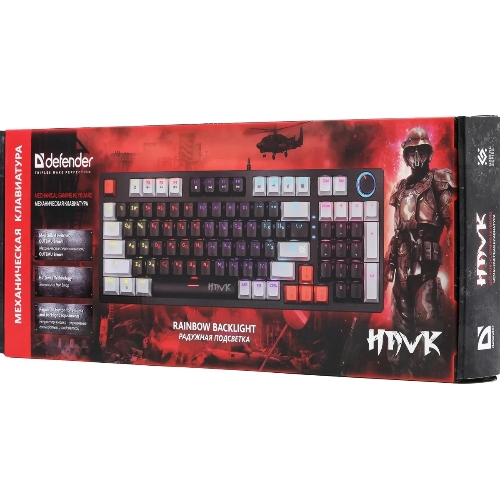 Клавиатура проводная Defender Hawk GK-418, USB, черный/белый