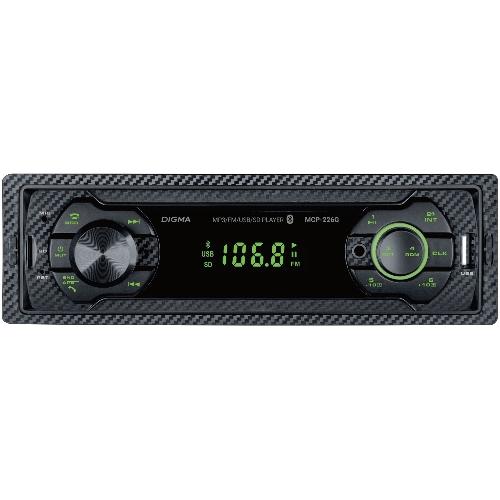 Автомагнитола Digma MCP-226G, 1 DIN, USB Type-A, AUX