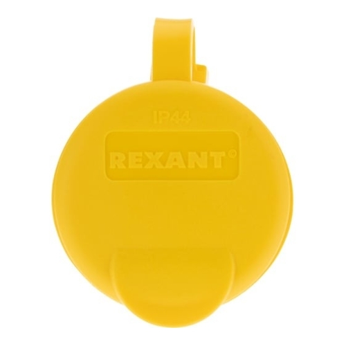 Розетка переносная влагозащищенная Rexant с крышкой, с/з, 16 А, IP44, каучук, желтый
