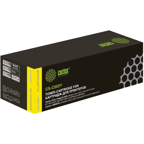 Картридж лазерный Cactus CS-C055Y желтый (2100 стр.) для Canon LBP663Cdw, LBP664Cx, MF746Cx, MF742Cdw, MF744Cdw