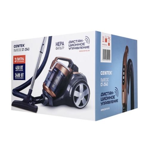Пылесос Centek CT-2543 серый/бронзовый, 450/2400 Вт, уборка сухая, пылесборник контейнер 3 л