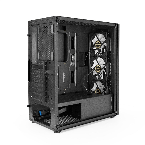 Компьютерный корпус Miditower ExeGate EVO-9205-EVO800 (ATX, БП EVO800RGb с вент. 12 см, с окном, 1хUSB+1хUSB 3.0, аудио, черный, 3 вент. 12см с RGb подсветкой)