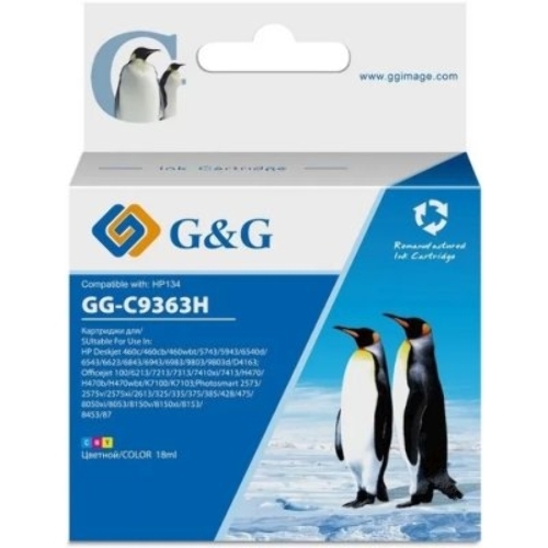 Картридж струйный G&G GG-C9363HE GG 134 цветной (18 мл) для HP DJ 6543, 5743, 5740, 6843, PS 325, 375, 8153, 8453