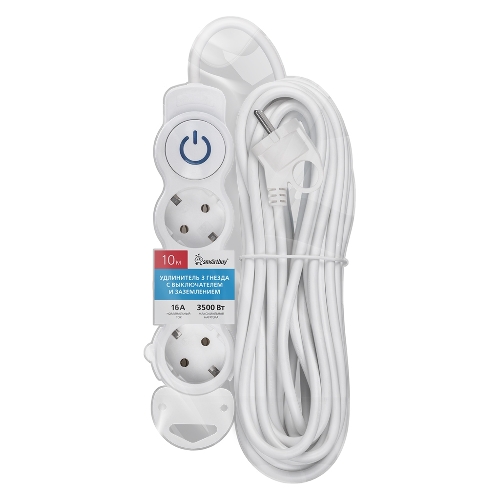 Удлинитель бытовой Smartbuy (SBE-16-3-10m-ZS) 3 роз х 10,0 м - белый