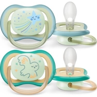Пустышка Philips Avent ultra air, ночная, звезда/сова, 0-6 мес., 2 шт.
