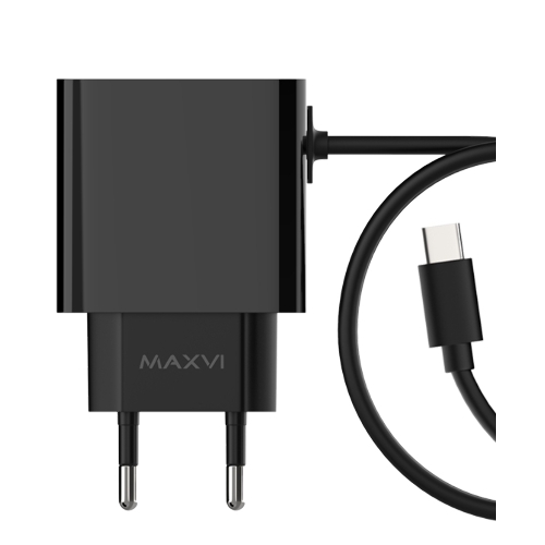 Сетевое зарядное устройство Maxvi CHL-240T 2.4A, with Type-C cable, черный