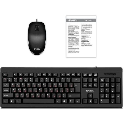 Комплект клавиатура + мышь SVEN KB-S320C клавиатура и мышь черные (USB, 105 кл, 4 кнопки, 1000 dpi)