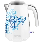 Чайник электрический Kitfort КТ-6772 1.7 л, 2200 Вт, белый/синий корпус: металл/пластик
