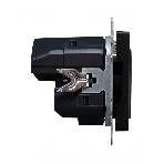 Розетка 1-местная IEK BRITE РЮш10-2-БрЧ (BR-R14-16-U21-D31-K02) с заземлением, с защитными шторками, 16А, с USB A+A 5В 3,1А, черный