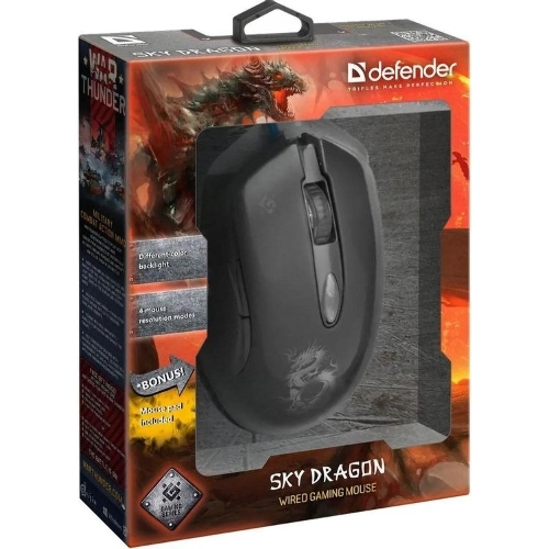 Мышь проводная Defender Sky Dragon GM-090L черный, 3200 dpi, USB, кнопки - 6