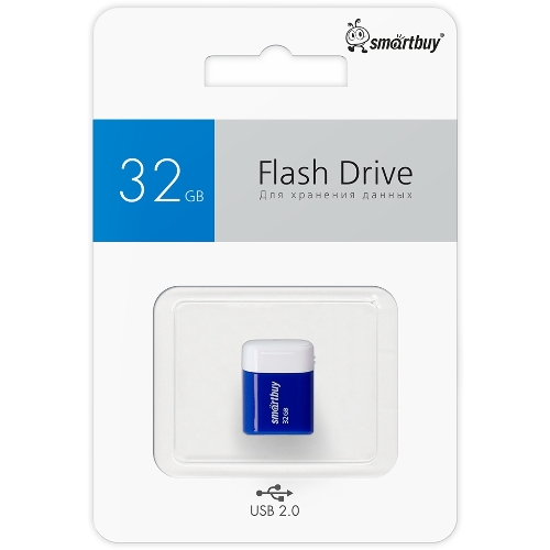 Флешка USB Smartbuy LARA Blue (SB32GBLARA-B), 32Gb, USB 2.0, R/W 15/5, синий/белый