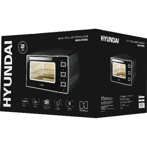 Мини-печь Hyundai MIO-HY093 28 л, 1600 Вт, черный