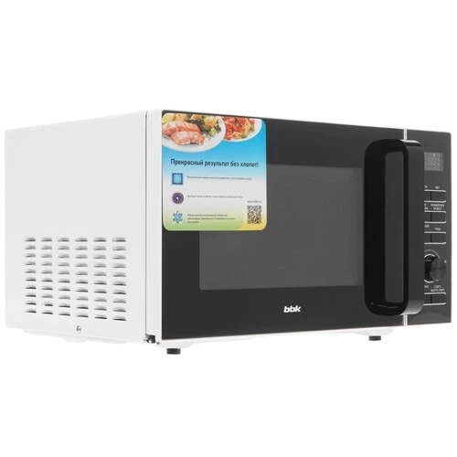 Микроволновая печь BBK 25MWS-970T/WB белый, 25 л, 900 Вт, переключатели - кнопки, поворотный механизм