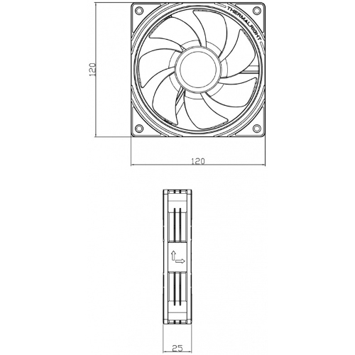 Кулер для корпуса Thermalright TL-S12R Reverse (120x120x25mm, 4-pin PWM, ARGB, 47.6CFM, 23.2dBA, 1500RPM, черный)