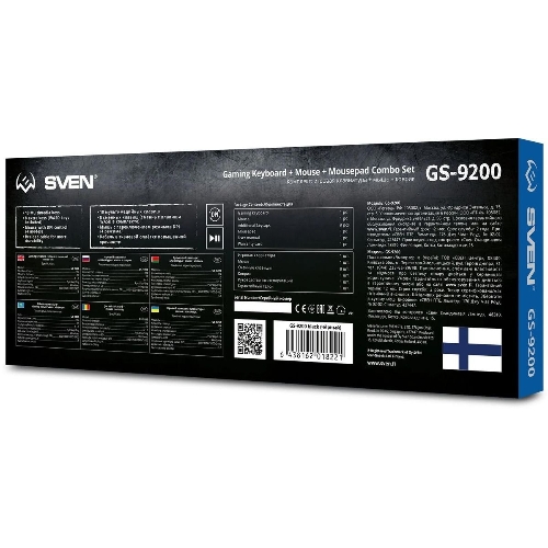 Комплект клавиатура + мышь SVEN GS-9200 игровые клавиатура, мышь и коврик
