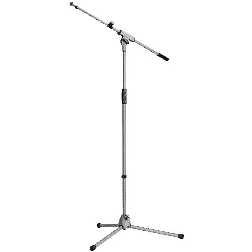 Микрофонная стойка "журавль" K&M 21080-300-87 высота 925 до 1630 мм, длина стрелы от 425 до 725 мм, металлические узлы, складная конструкция, материал стойки - сталь, цвет серый