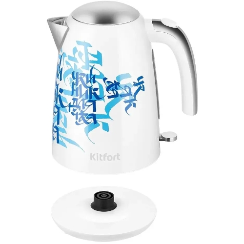 Чайник электрический Kitfort КТ-6772 1.7 л, 2200 Вт, белый/синий корпус: металл/пластик