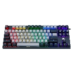 Клавиатура проводная механическая Gembird KB-G600, 87кл, Rainbow, красн.свитчи, 1.8м, черная