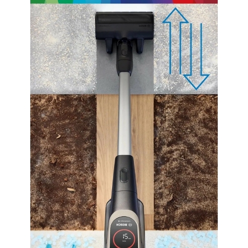 Пылесос вертикальный Bosch BCS931GAC серый, питание от аккумулятора, уборка сухая, пылесборник 0.4 л