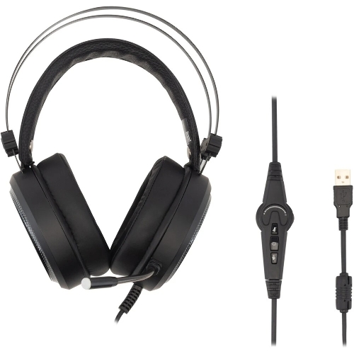 Гарнитура Oklick HS-L810G чёрный, проводная, USB, подсветка